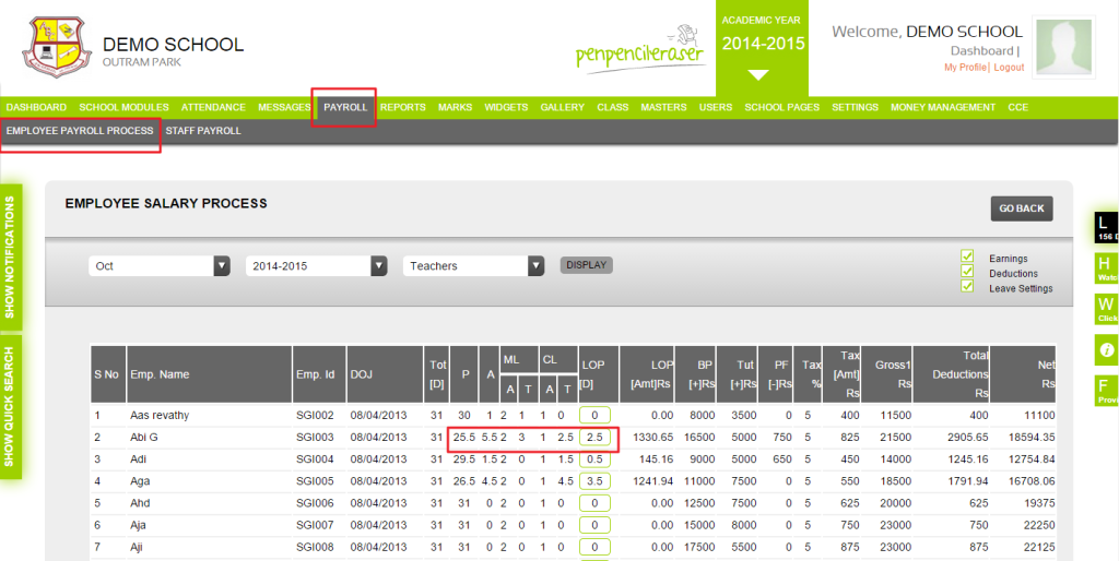 Settings payroll 1